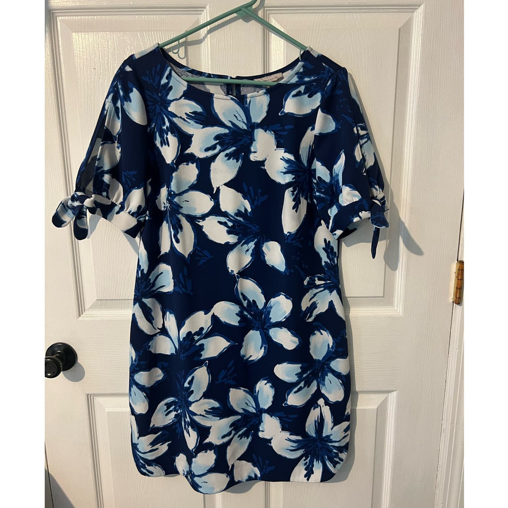 Women's DC ESTABLISHED 1962 Blue White Floral‎ Cold Shoulder Tie Dress Size 12